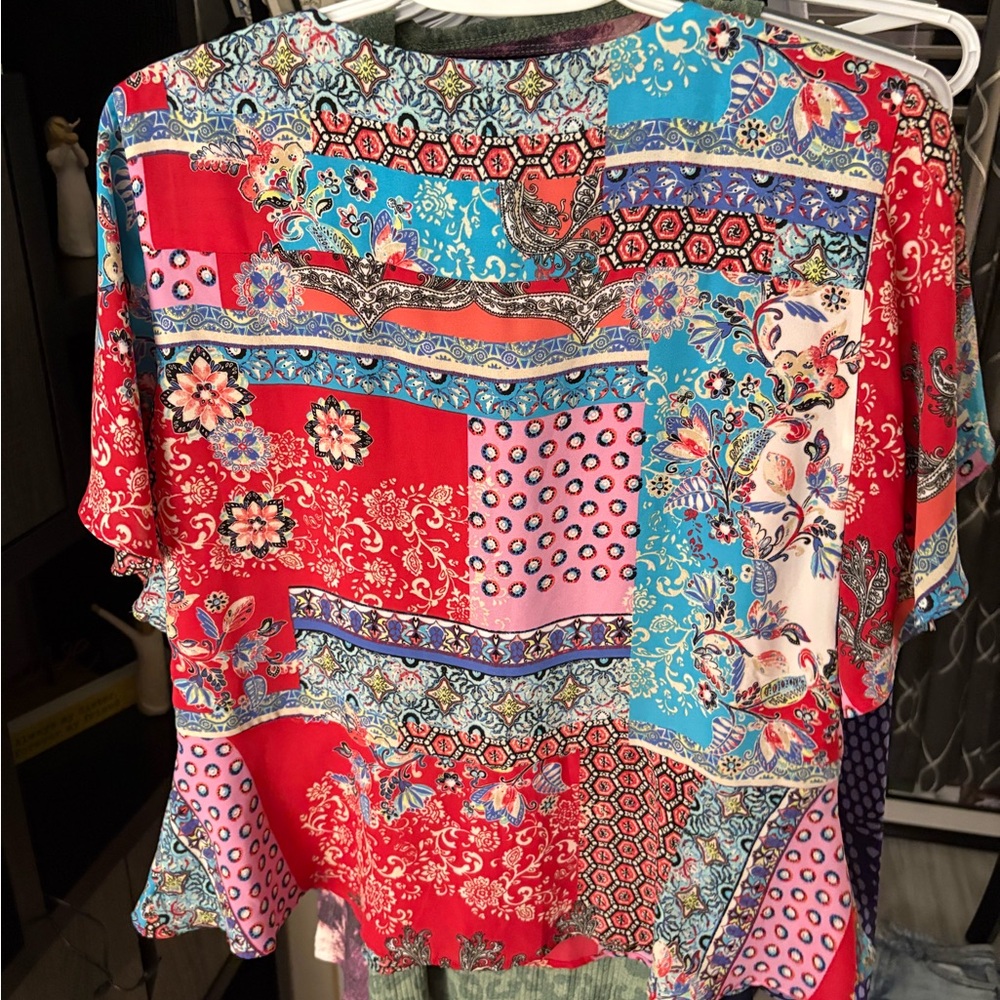 Red and Blue Patterned Top - Picture 2 of 3